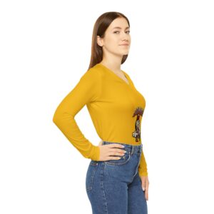 Women’s Long Sleeve V-Neck Graphic Tee – Casual Everyday Top, Trendy Fashion, Unique Gift for Her