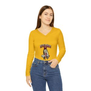Women’s Long Sleeve V-Neck Graphic Tee – Casual Everyday Top, Trendy Fashion, Unique Gift for Her